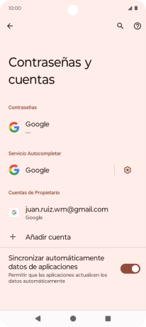 Pulsa Añadir cuenta. Pulsa Añadir cuenta.