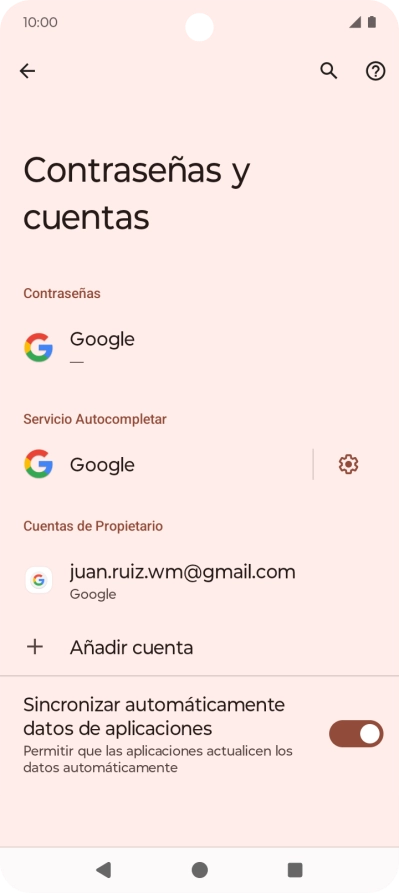 Pulsa Añadir cuenta. Pulsa Añadir cuenta.