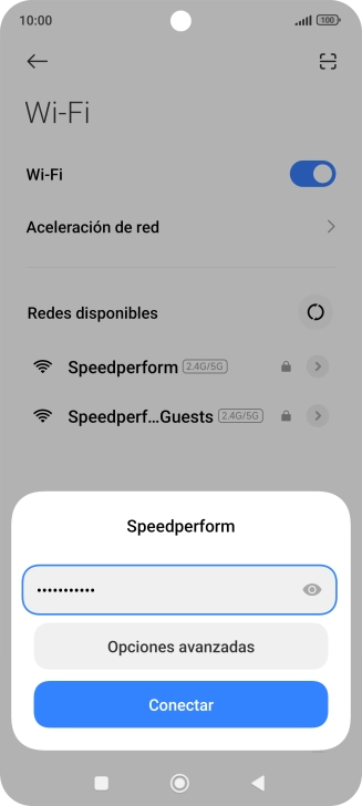 Introduce la contraseña de la red wifi y pulsa Conectar. Introduce la contraseña de la red wifi y pulsa Conectar.