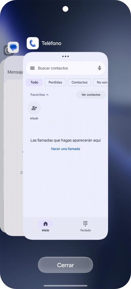 Para cerrar una sola aplicación en ejecución, desliza el dedo hacia arriba sobre la aplicación deseada.