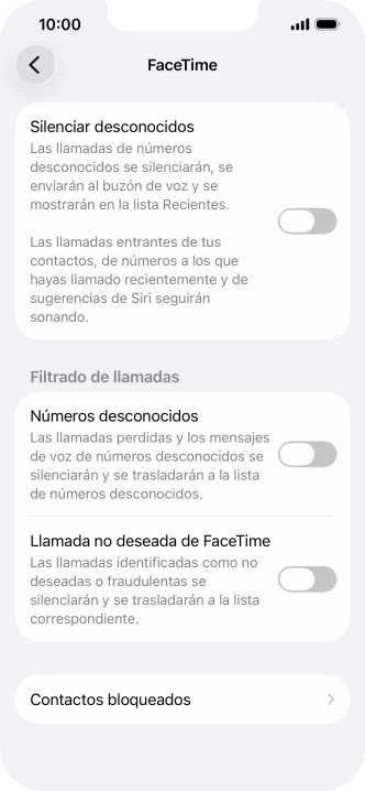 Pulsa Contactos bloqueados. Pulsa Contactos bloqueados.