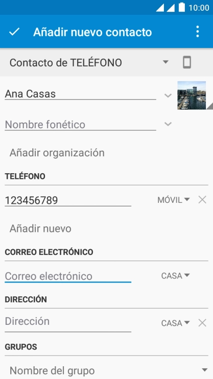 Pulsa la lista desplegable bajo la dirección de correo electrónico. Pulsa la lista desplegable bajo la dirección de correo electrónico.