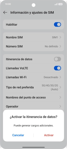 Si activas la función, pulsa Activar. Si activas la función, pulsa Activar.