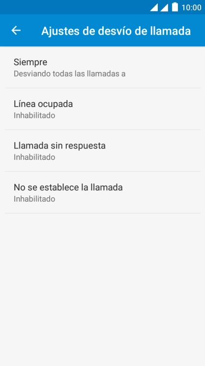 Pulsa el tipo de desvío deseado. Pulsa el tipo de desvío deseado.