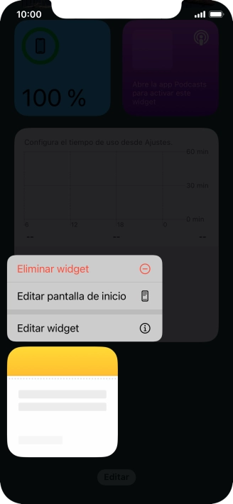Pulsa Eliminar widget. Pulsa Eliminar widget.