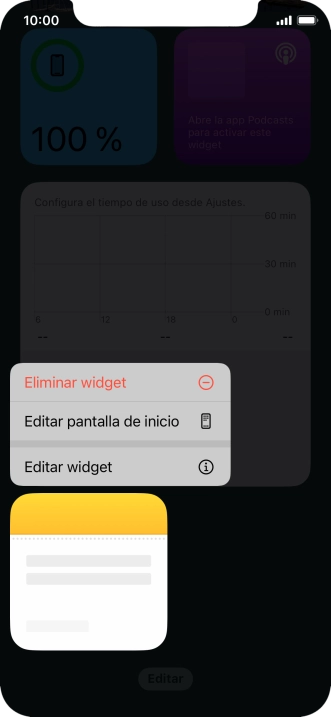 Pulsa Eliminar widget. Pulsa Eliminar widget.