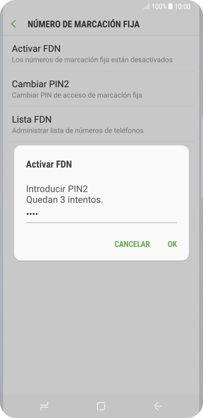 Introduce el código PIN2 y pulsa OK. Introduce el código PIN2 y pulsa OK.