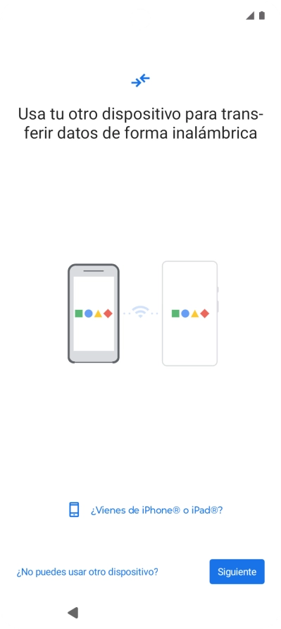 Sigue las indicaciones de la pantalla para transferir contenido desde otro teléfono. Sigue las indicaciones de la pantalla para transferir contenido desde otro teléfono.