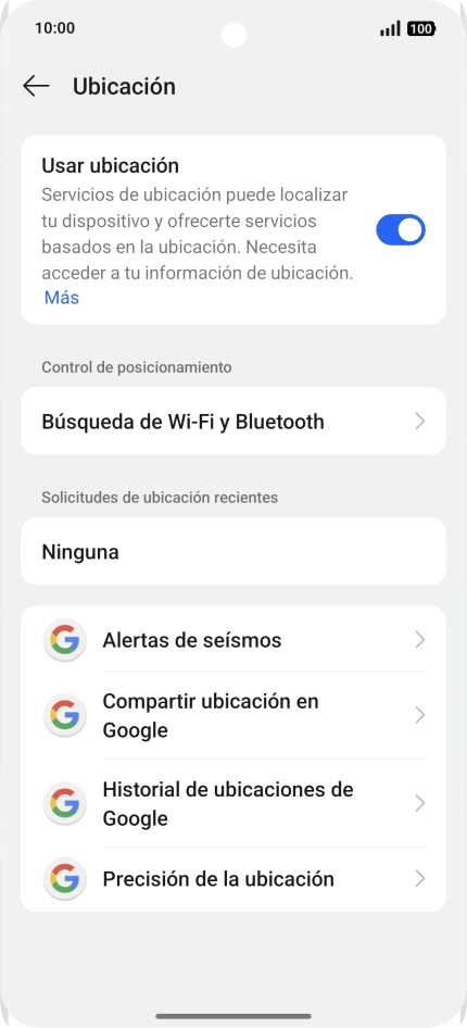 Pulsa Precisión de la ubicación. Pulsa Precisión de la ubicación.