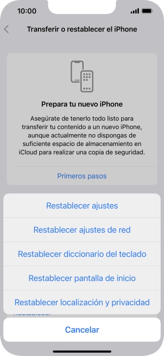 Pulsa Restablecer ajustes. Pulsa Restablecer ajustes.