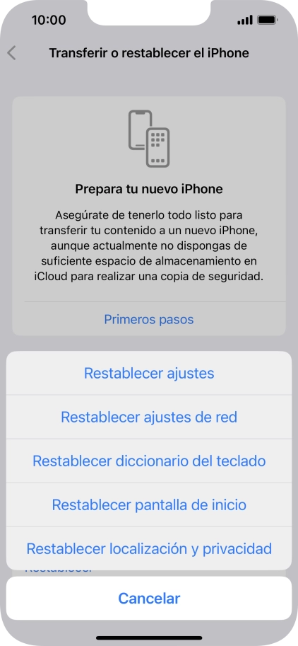 Pulsa Restablecer ajustes. Pulsa Restablecer ajustes.
