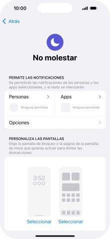 Pulsa Personas y sigue las indicaciones de la pantalla para seleccionar de qué contactos quieres recibir llamadas y notificaciones cuando No molestar está activado. Pulsa Personas y sigue las indicaciones de la pantalla para seleccionar de qué contactos quieres recibir llamadas y notificaciones cuando No molestar está activado.