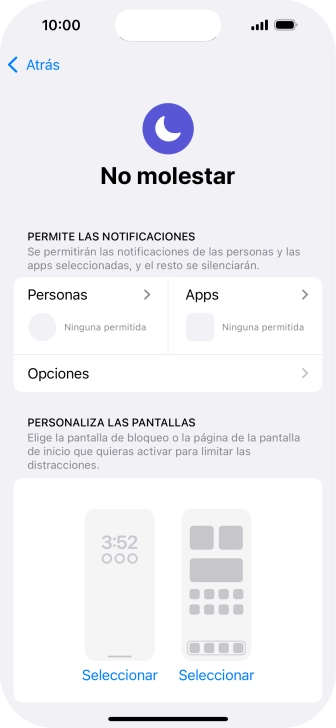 Pulsa Personas y sigue las indicaciones de la pantalla para seleccionar de qué contactos quieres recibir llamadas y notificaciones cuando No molestar está activado. Pulsa Personas y sigue las indicaciones de la pantalla para seleccionar de qué contactos quieres recibir llamadas y notificaciones cuando No molestar está activado.