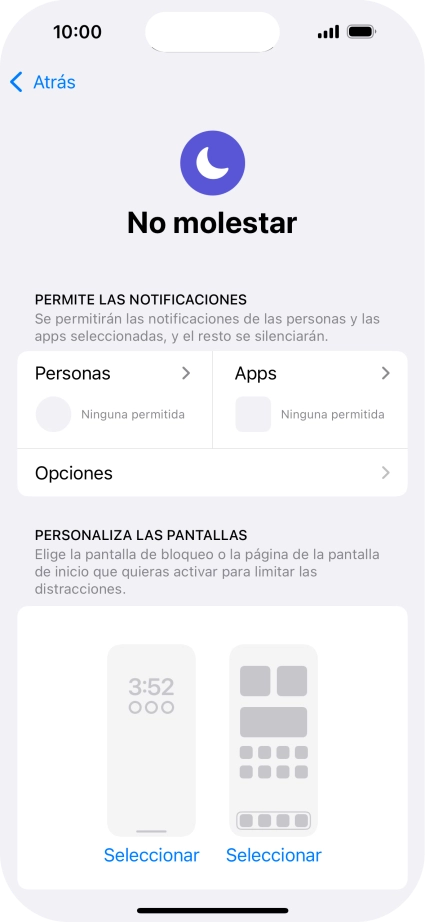 Pulsa Personas y sigue las indicaciones de la pantalla para seleccionar de qué contactos quieres recibir llamadas y notificaciones cuando No molestar está activado. Pulsa Personas y sigue las indicaciones de la pantalla para seleccionar de qué contactos quieres recibir llamadas y notificaciones cuando No molestar está activado.