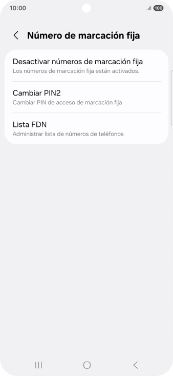 Pulsa Desactivar números de marcación fija.