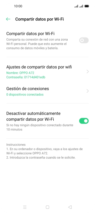 Pulsa Ajustes de compartir datos por wifi. Pulsa Ajustes de compartir datos por wifi.