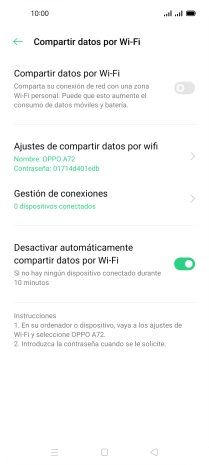 Pulsa Ajustes de compartir datos por wifi. Pulsa Ajustes de compartir datos por wifi.