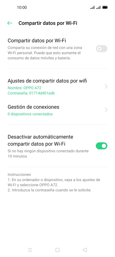 Pulsa Ajustes de compartir datos por wifi. Pulsa Ajustes de compartir datos por wifi.