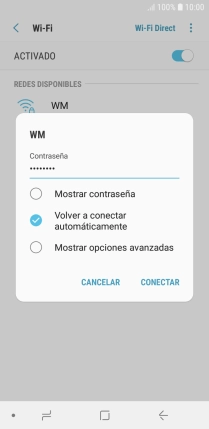 Introduce la contraseña de la red wifi y pulsa CONECTAR.
