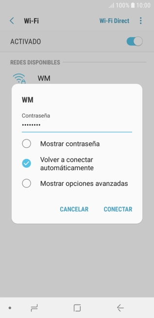 Introduce la contraseña de la red wifi y pulsa CONECTAR.