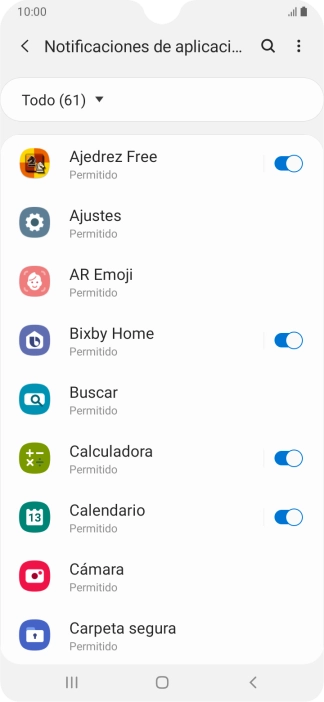 Pulsa el indicador junto a las apps deseadas para activar o desactivar la función. Pulsa el indicador junto a las apps deseadas para activar o desactivar la función.