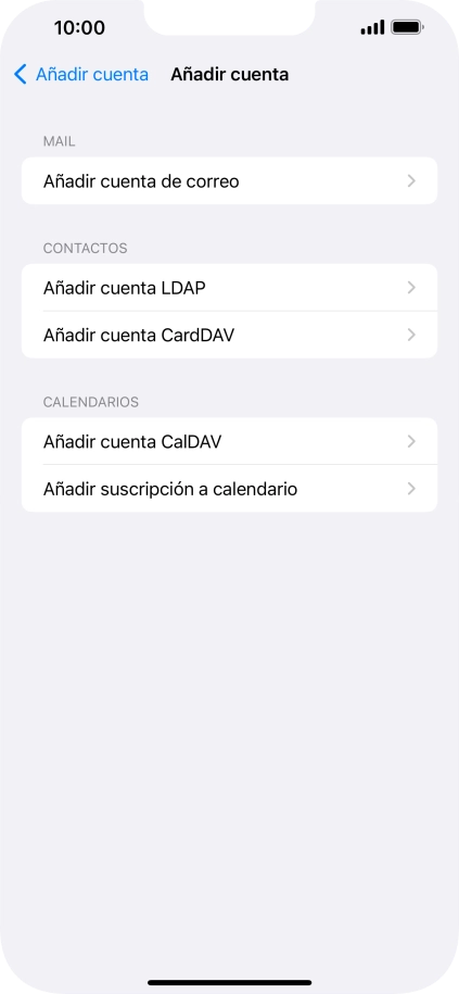 Pulsa Añadir cuenta de correo. Pulsa Añadir cuenta de correo.