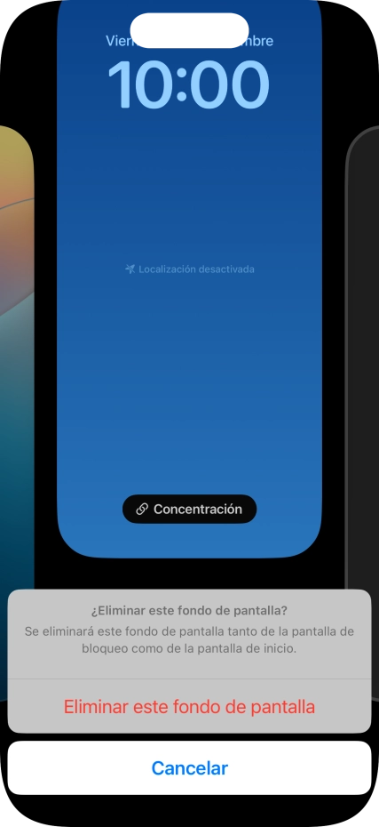 Pulsa Eliminar este fondo de pantalla.