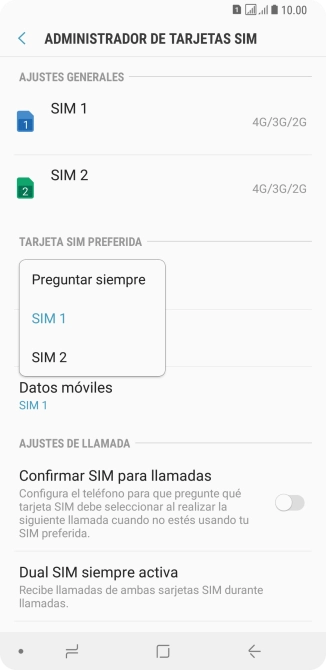 Pulsa el ajuste deseado.