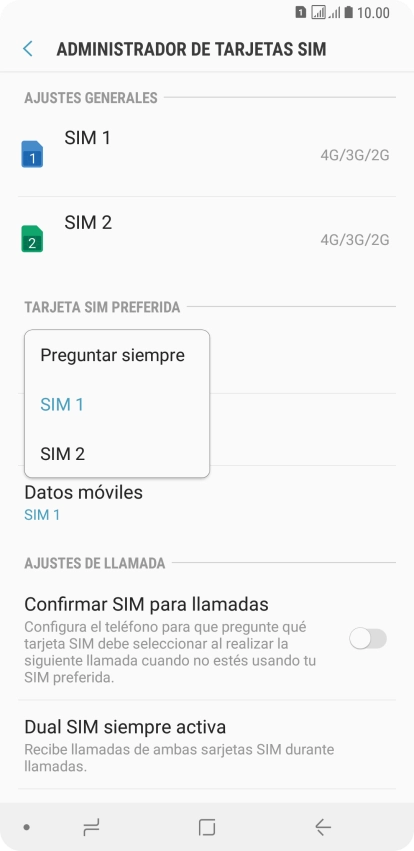 Pulsa el ajuste deseado.