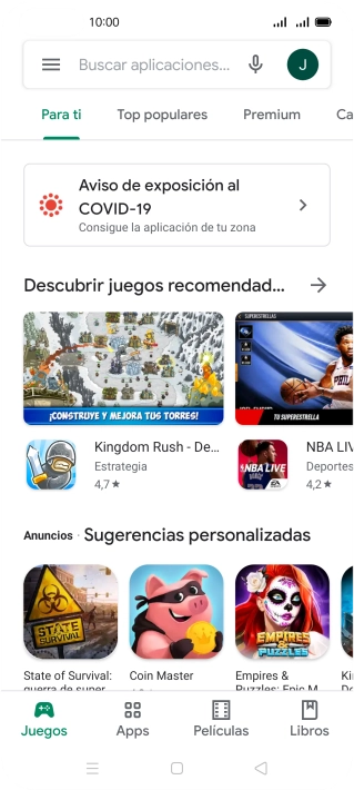 Pulsa en el campo de búsqueda.
