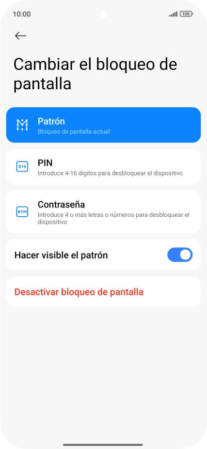 Pulsa Desactivar bloqueo de pantalla e introduce el código de seguridad extra que has creado anteriormente. Pulsa Desactivar bloqueo de pantalla e introduce el código de seguridad extra que has creado anteriormente.