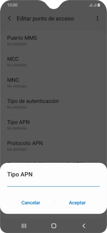Introduce default y pulsa Aceptar.