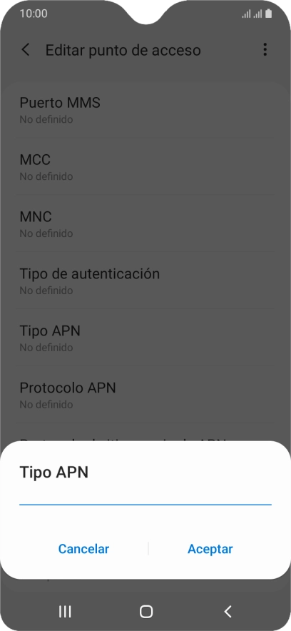 Introduce default y pulsa Aceptar.