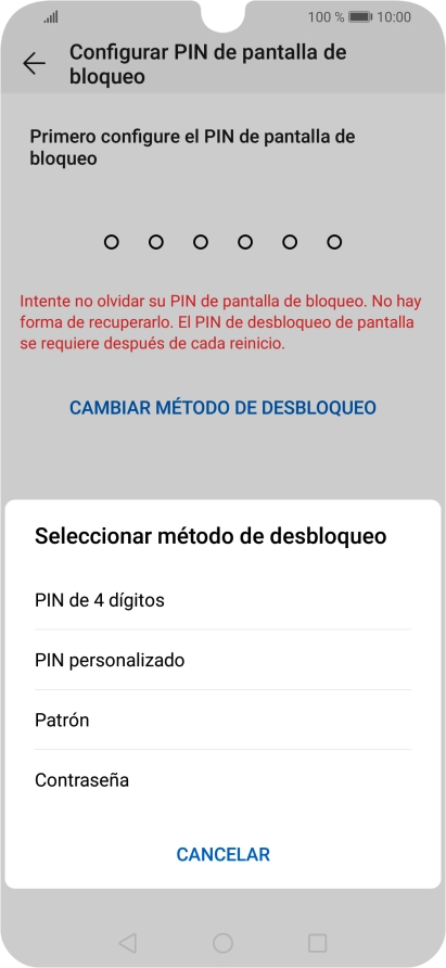 Pulsa el código de seguridad deseado y sigue las indicaciones de la pantalla para crear un código de seguridad del teléfono adicional. Pulsa el código de seguridad deseado y sigue las indicaciones de la pantalla para crear un código de seguridad del teléfono adicional.