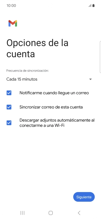 Si aparece en la pantalla esta imagen, tu cuenta de correo electrónico ha sido reconocida y configurada automáticamente. Sigue las indicaciones de la pantalla para introducir más información y terminar la configuración. Si aparece en la pantalla esta imagen, tu cuenta de correo electrónico ha sido reconocida y configurada automáticamente. Sigue las indicaciones de la pantalla para introducir más información y terminar la configuración.