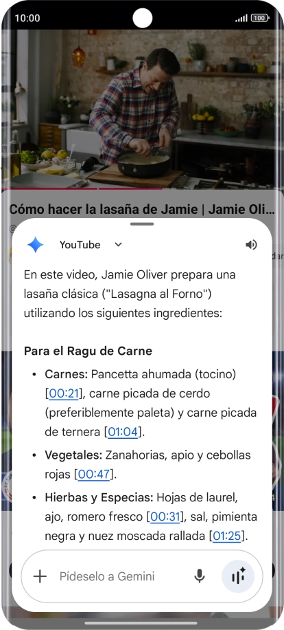La respuesta de Gemini a tu pregunta se visualiza ahora en la pantalla. La respuesta de Gemini a tu pregunta se visualiza ahora en la pantalla.