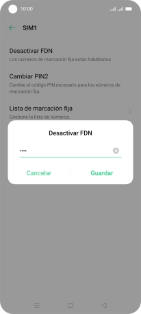 Introduce el código PIN2 y pulsa Guardar. Introduce el código PIN2 y pulsa Guardar.