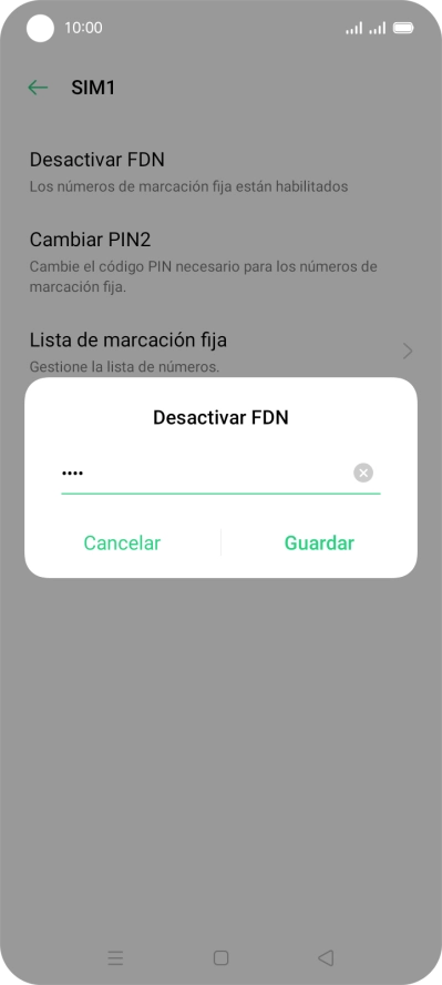 Introduce el código PIN2 y pulsa Guardar. Introduce el código PIN2 y pulsa Guardar.