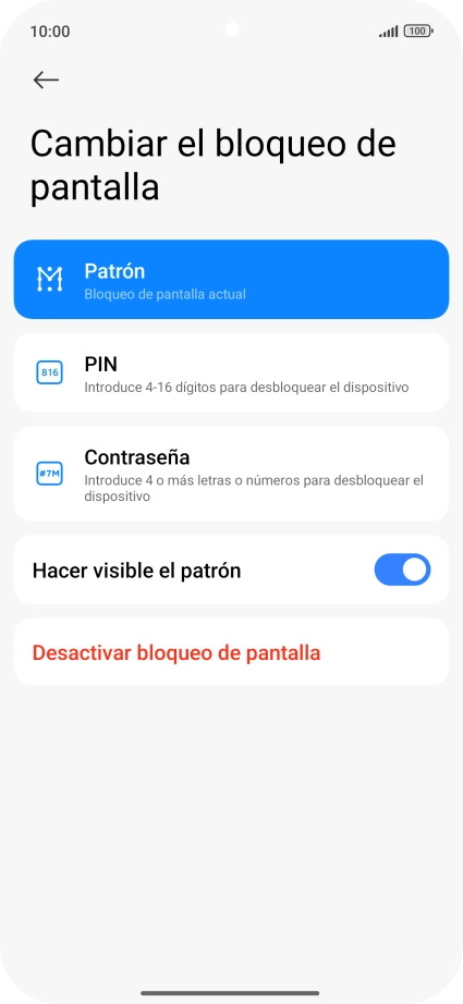 Pulsa Desactivar bloqueo de pantalla e introduce el código de seguridad extra que has creado anteriormente.