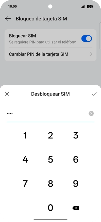 Introduce el código PIN y pulsa el icono de aceptar. Introduce el código PIN y pulsa el icono de aceptar.