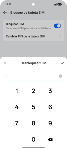 Introduce el código PIN y pulsa el icono de aceptar. Introduce el código PIN y pulsa el icono de aceptar.
