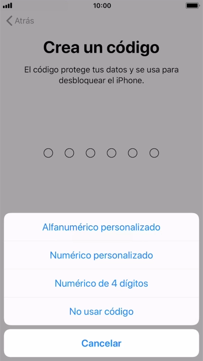 Sigue las indicaciones de la pantalla para activar el uso del código de seguridad o pulsa No usar código. Sigue las indicaciones de la pantalla para activar el uso del código de seguridad o pulsa No usar código.