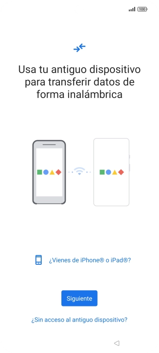 Sigue las indicaciones de la pantalla para transferir contenido desde otro teléfono. Sigue las indicaciones de la pantalla para transferir contenido desde otro teléfono.