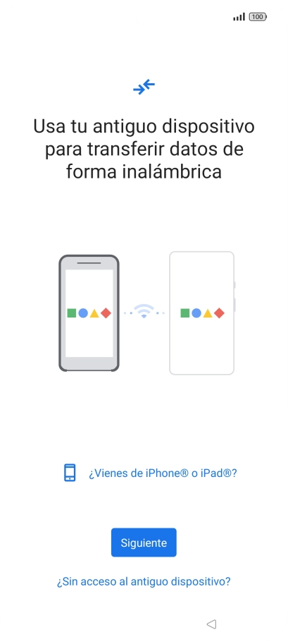 Sigue las indicaciones de la pantalla para transferir contenido desde otro teléfono. Sigue las indicaciones de la pantalla para transferir contenido desde otro teléfono.