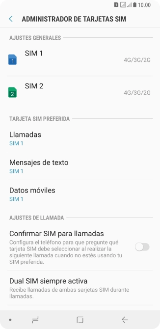 Pulsa la tarjeta SIM deseada.