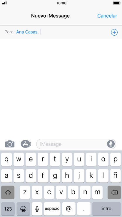 Si el destinatario puede recibir iMessages, aparecerá el texto iMessage en el campo de escritura. Si el destinatario puede recibir iMessages, aparecerá el texto iMessage en el campo de escritura.