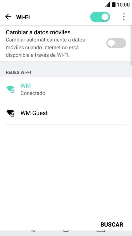 Pulsa Cambiar a datos móviles para activar o desactivar la función. Pulsa Cambiar a datos móviles para activar o desactivar la función.