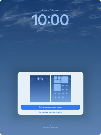 Si deseas utilizar el mismo tema de color en la pantalla de inicio, pulsa Definir como pareja de fondos. Si deseas utilizar el mismo tema de color en la pantalla de inicio, pulsa Definir como pareja de fondos.
