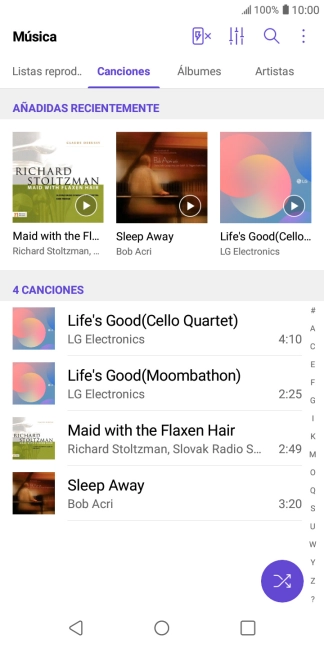 Pulsa el archivo de música deseado. Pulsa el archivo de música deseado.