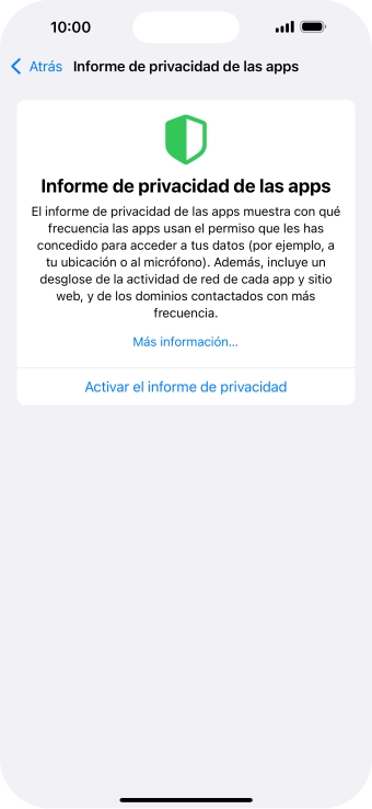 Pulsa Activar el informe de privacidad para activar la función. Pulsa Activar el informe de privacidad para activar la función.